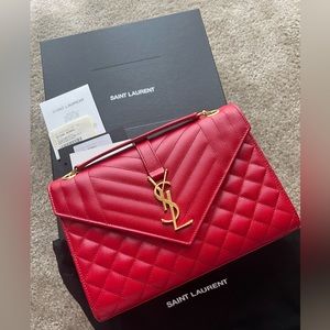 Saint Laurent ENVELOPE MEDIUM CHAIN BAG IN EMBOSSED LEATHER
